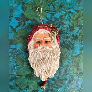 Vintage Old World Santa Claus Head Paper Mache Christmas Ornament Decor Taiwan